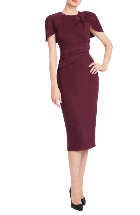 Faux Cape Cocktail Midi Dress