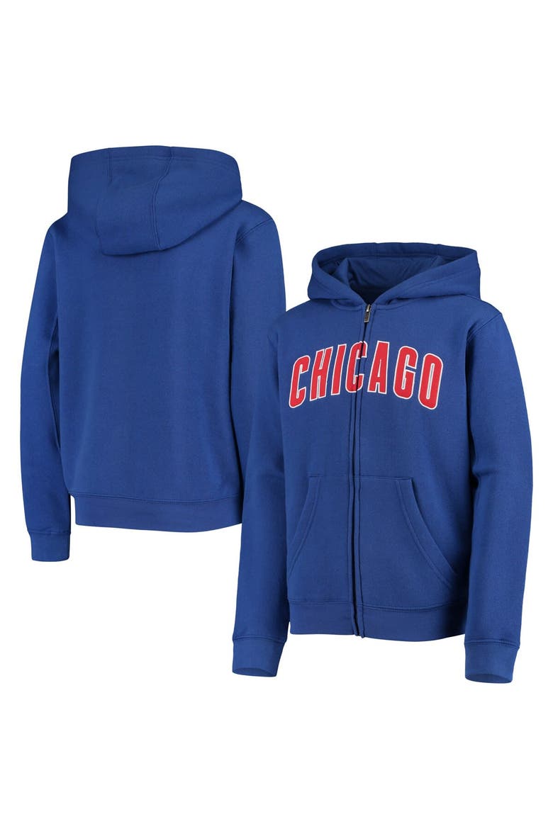 Youth Royal Chicago Cubs Team Wordmark Full-Zip Hoodie, Main, color, Royal