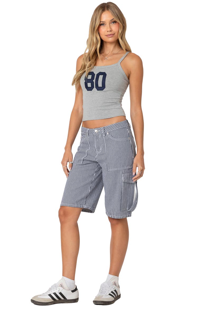 '80s Babe Appliqué Cotton Crop Tank Top, Alternate, color, GRAY-MELANGE
