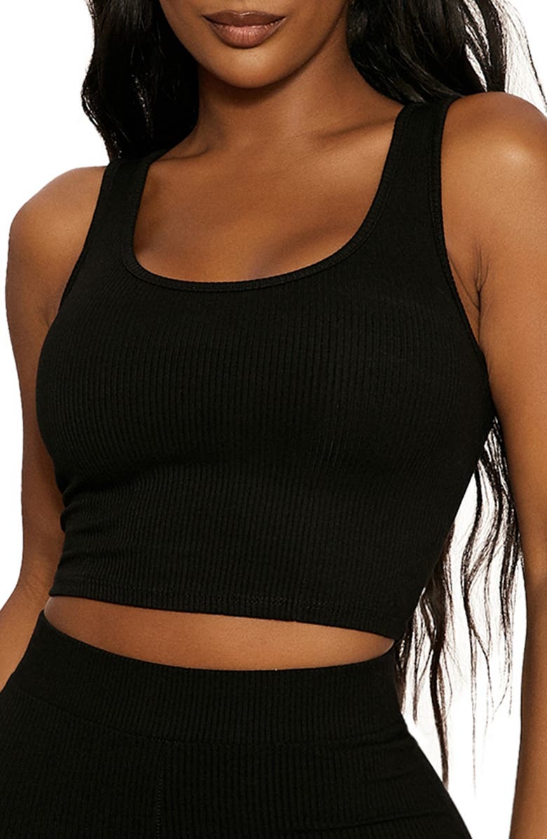Naked Wardrobe Ribbed Tank, Main, color, Black