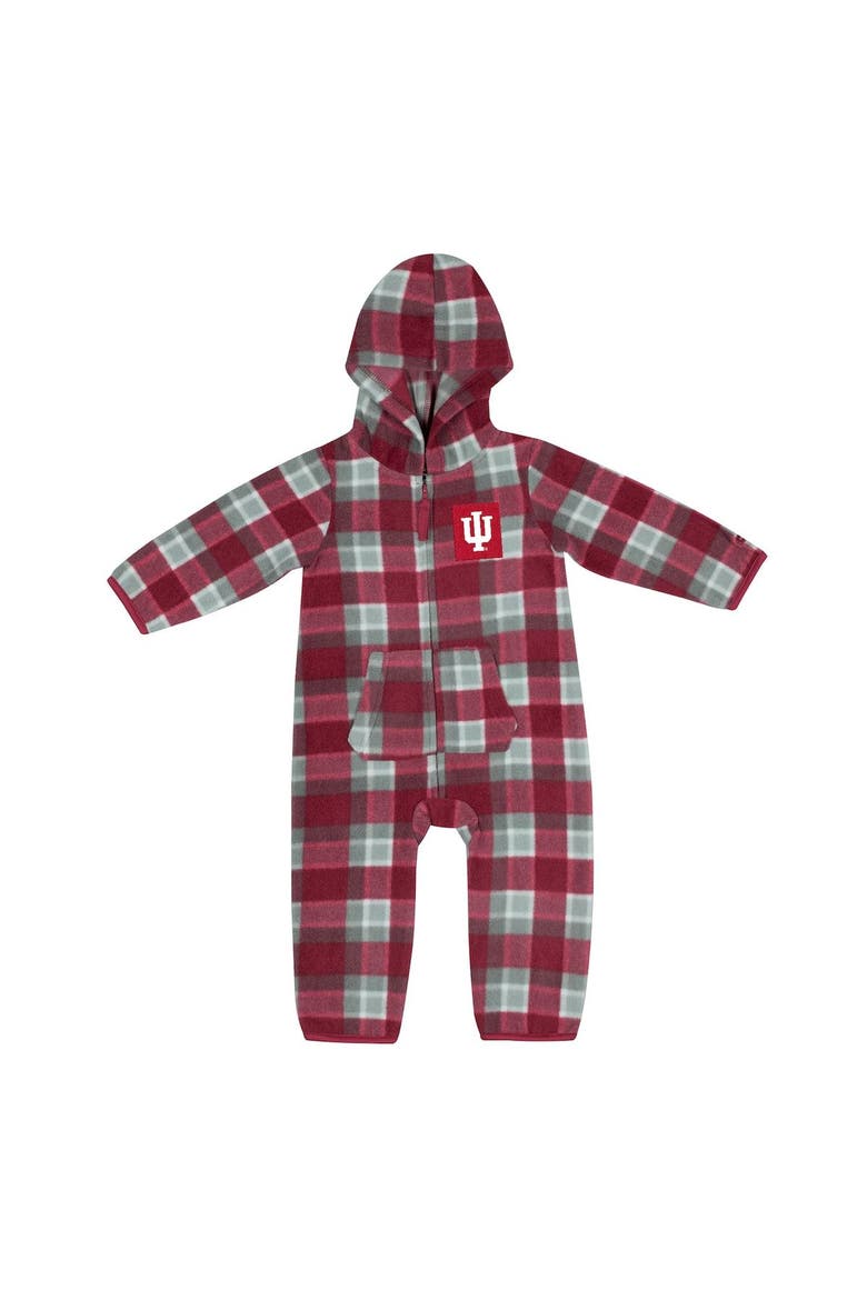 Infant Colosseum Crimson/Gray Indiana Hoosiers Farays Plaid Full-Zip Hoodie Jumper, Main, color, Crimson