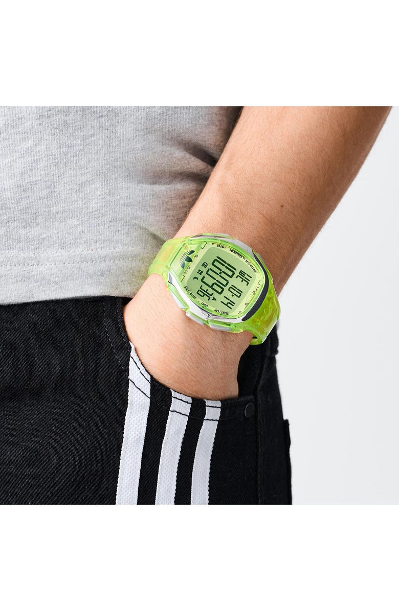 adidas AO Fashion Chronograph Silicone Strap Watch, 45mm, Alternate, color, Green