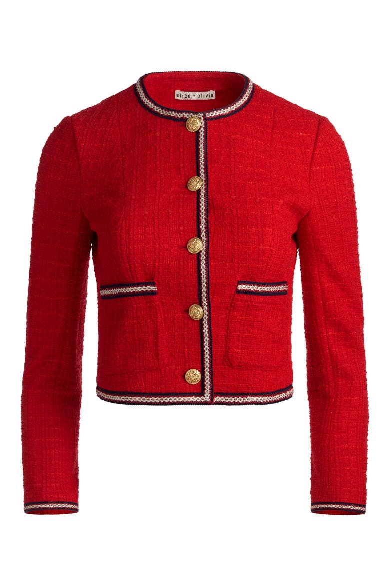 Avalon Shrunken Tweed Jacket, Alternate, color, CHILI PEPPER