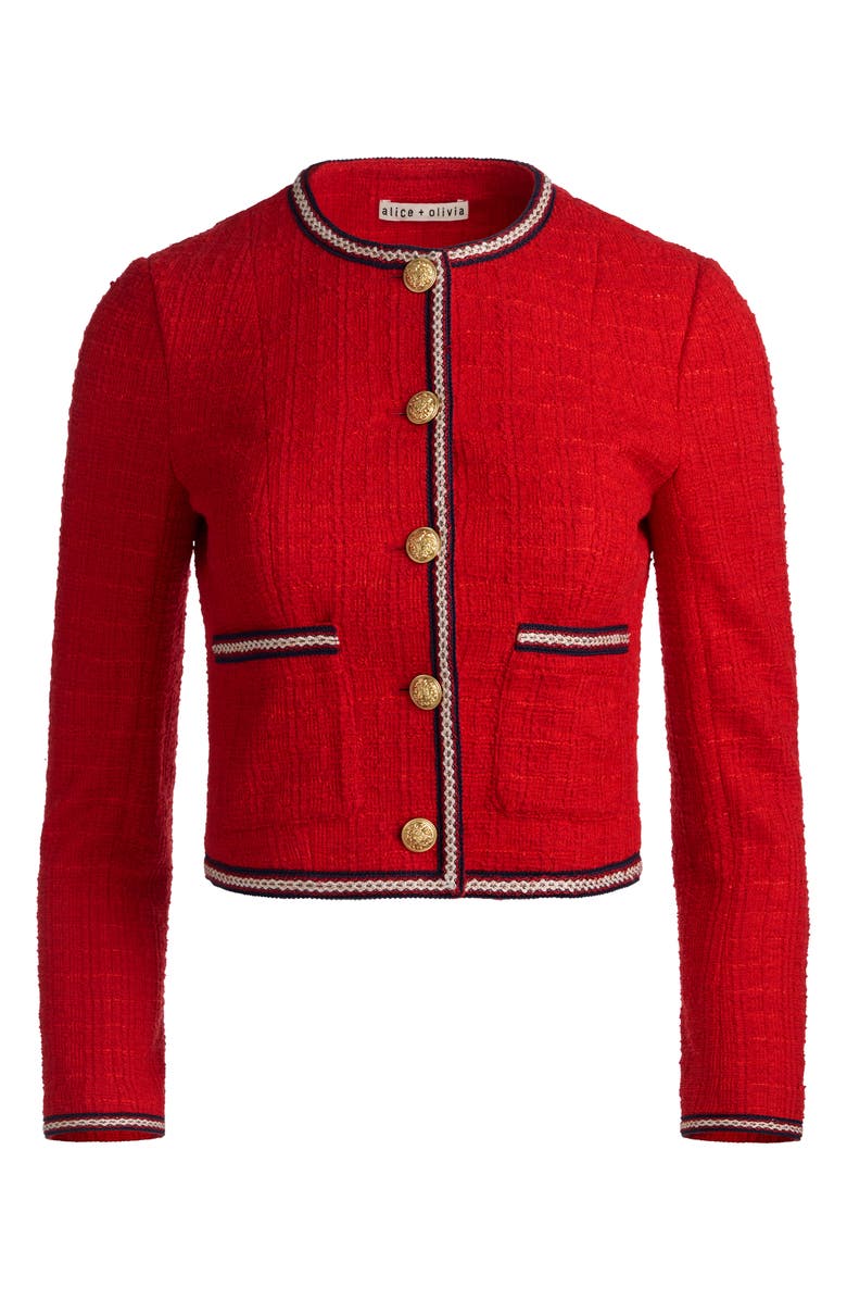 Alice + Olivia Avalon Shrunken Tweed Jacket, Alternate, color, Chili Pepper