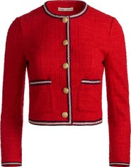 Alice + Olivia Avalon Shrunken Tweed Jacket