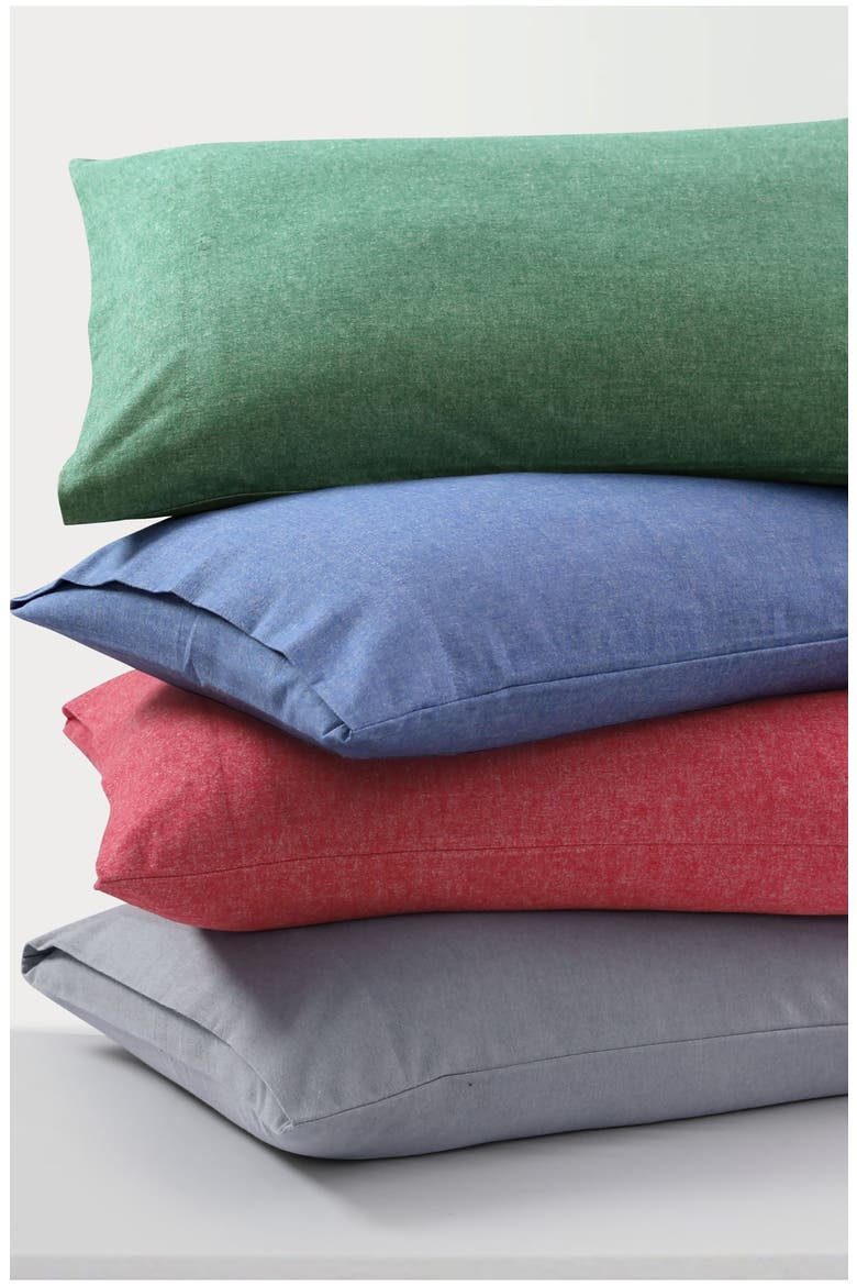 Yarn Dyed Flannel Sheet Set, Alternate, color, HEATHER CHILI RED