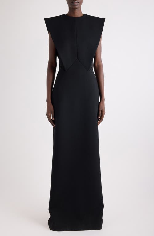 Givenchy Structured Wool Blend Crepe Evening Gown In Black