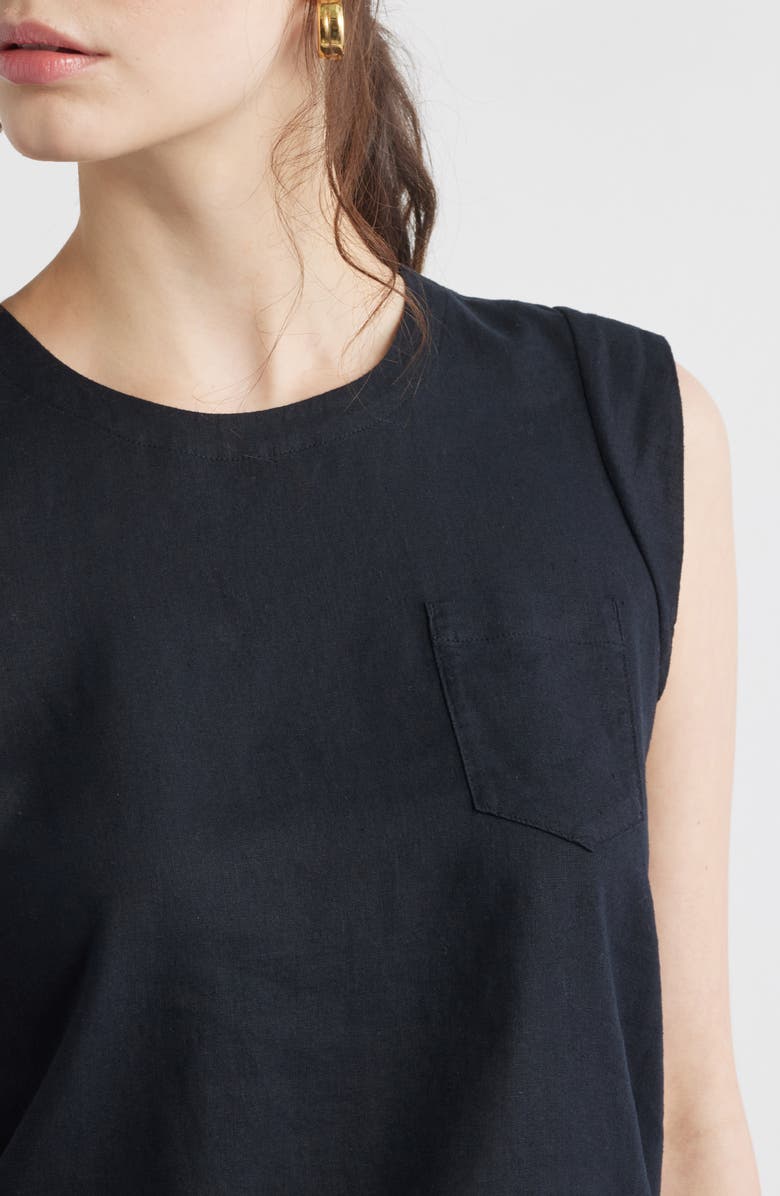 Caslon<sup>®</sup> Cap Sleeve Linen Blend Top, Alternate, color, Black