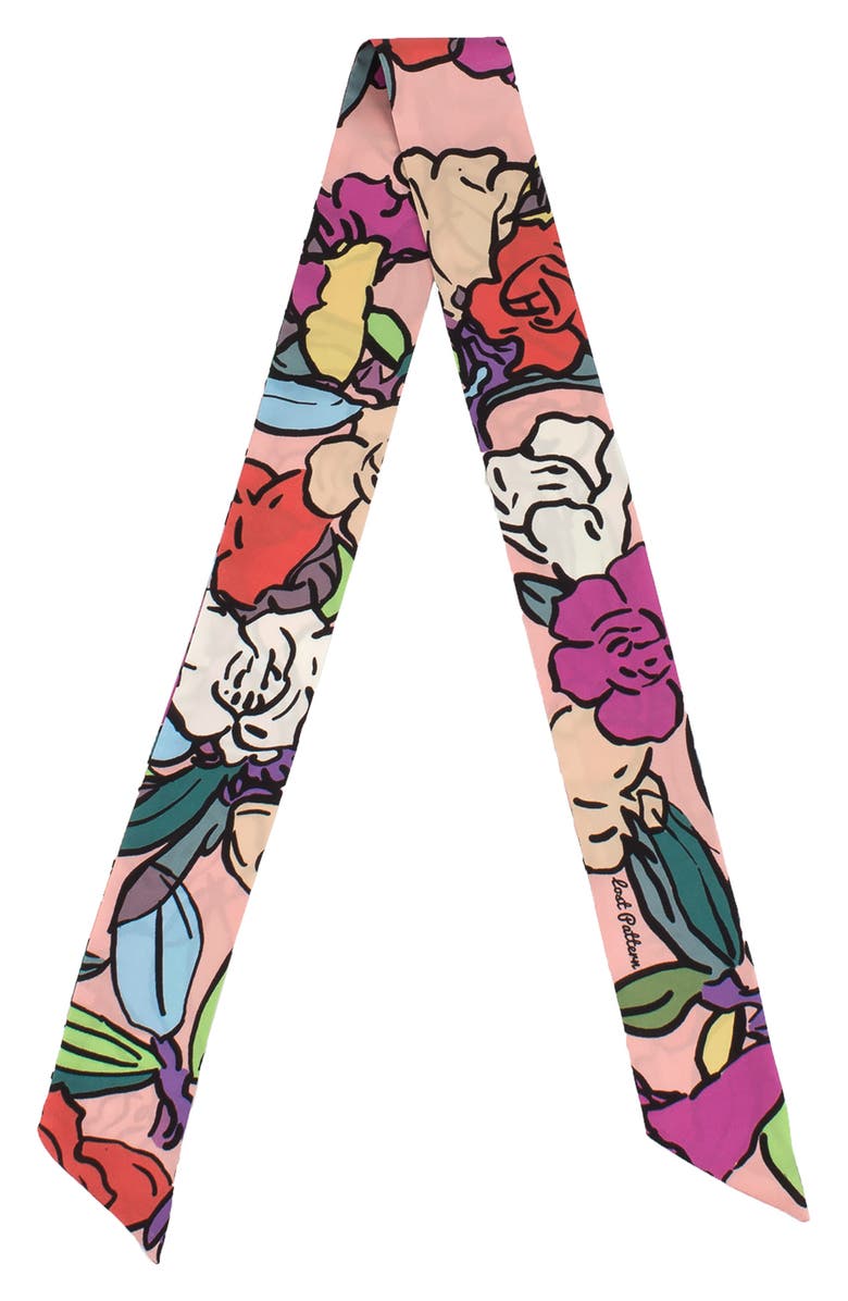 Lost Pattern Azalea Skinny Silk Scarf, Alternate, color, 