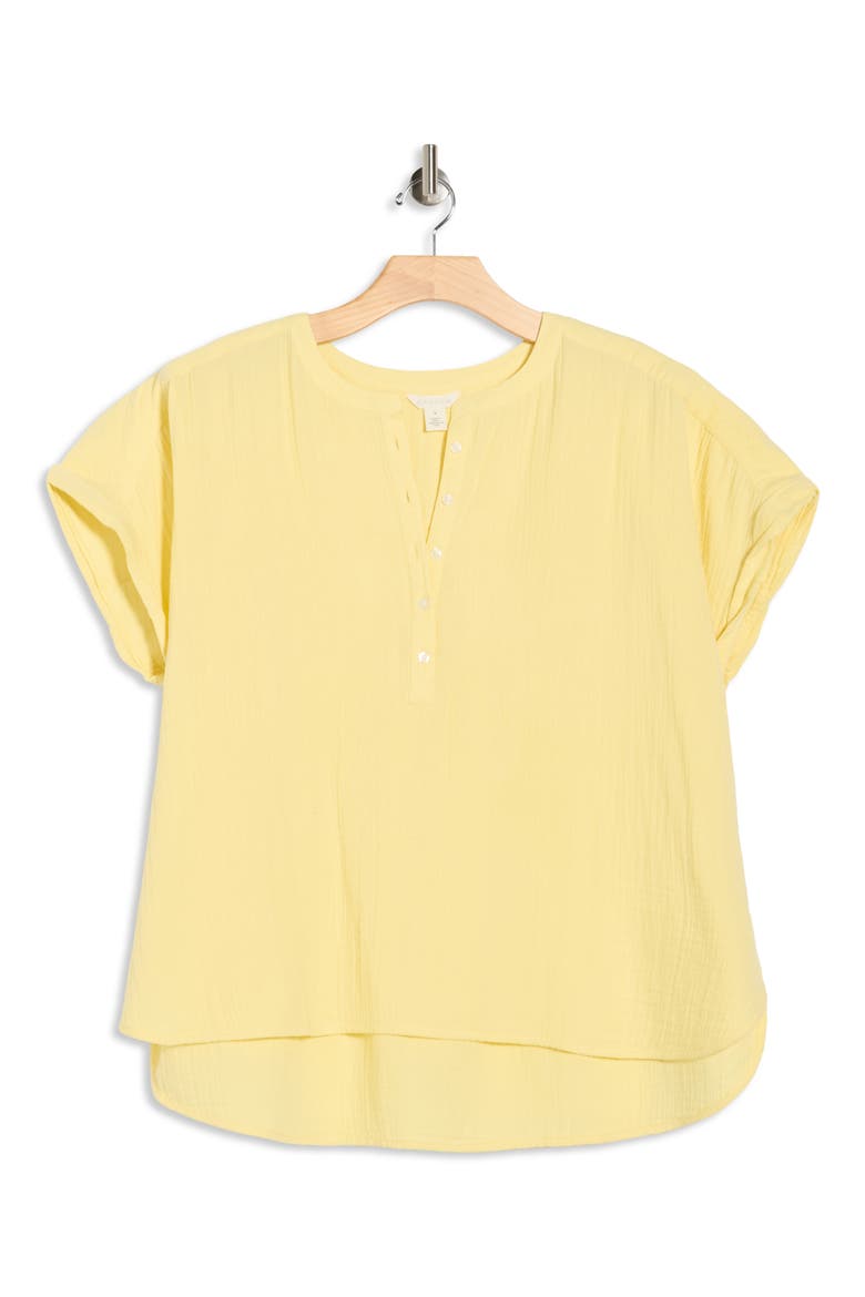 Cotton Gauze Popover Top, Alternate, color, YELLOW MELLOW