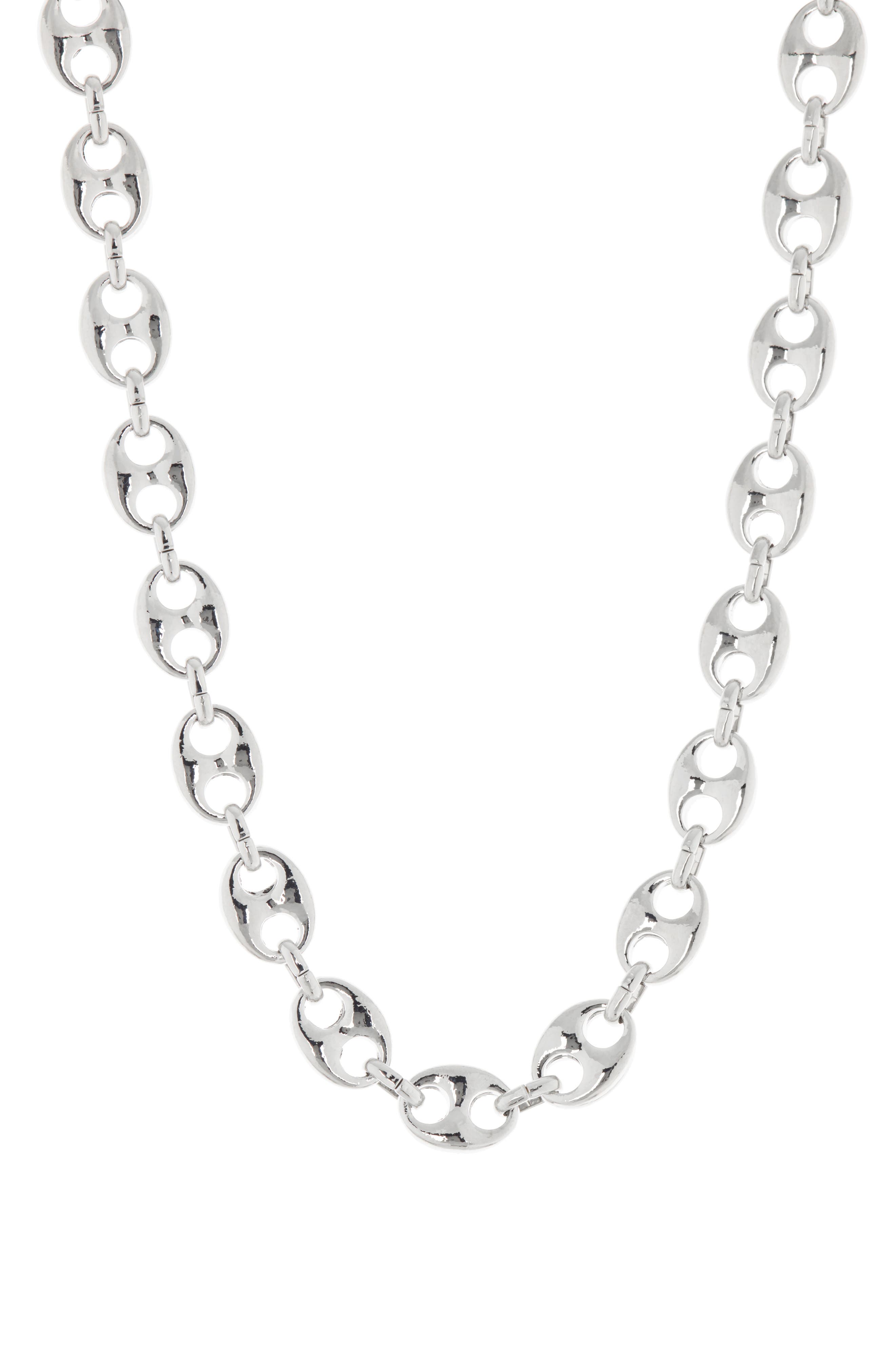 Juvell 18K White Gold Plate Puffed Mariner Chain Necklace