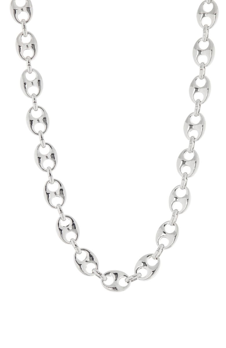 Juvell 18K White Gold Plate Puffed Mariner Chain Necklace, Main, color, 18Kt White Plated Brass
