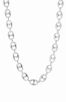 Juvell 18K White Gold Plate Puffed Mariner Chain Necklace