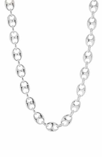 Juvell 18K White Gold Plate Puffed Mariner Chain Necklace