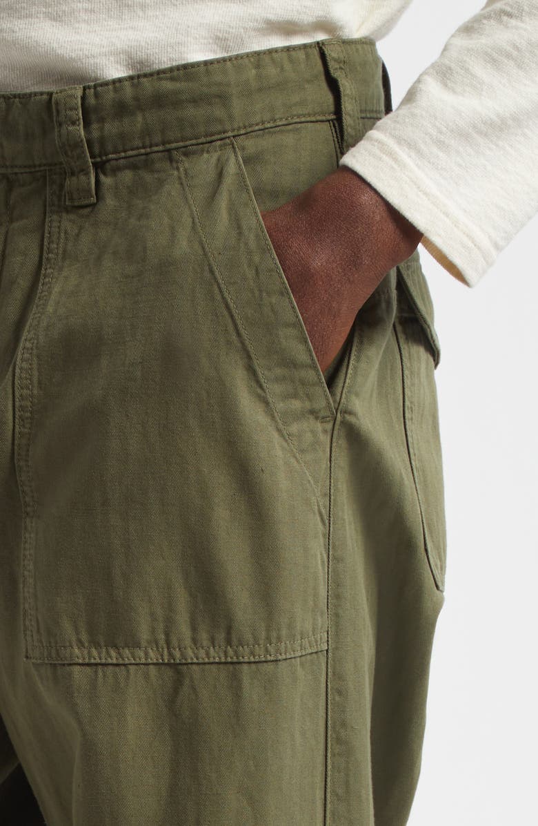 Drake's Herringbone Stripe Cotton Fatigue Pants, Alternate, color, 400 Olive