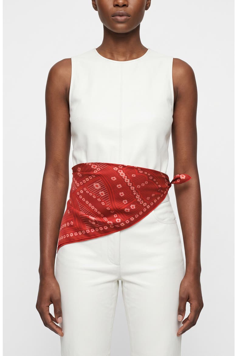 Scarlet Rhythm Double Sided Silk Scarf, Alternate, color, Red