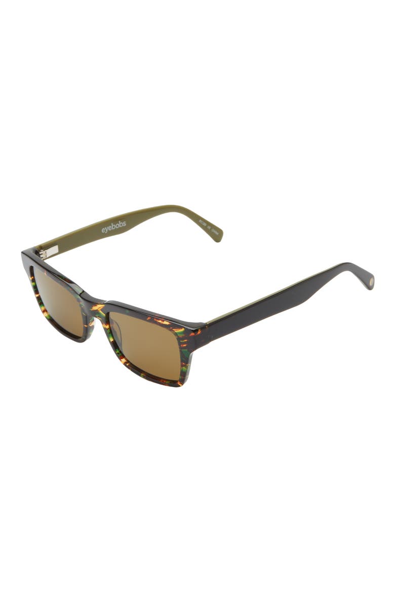 Fare N Square 50mm Polarized Square Sunglasses, Alternate, color, GREEN TORTOISE