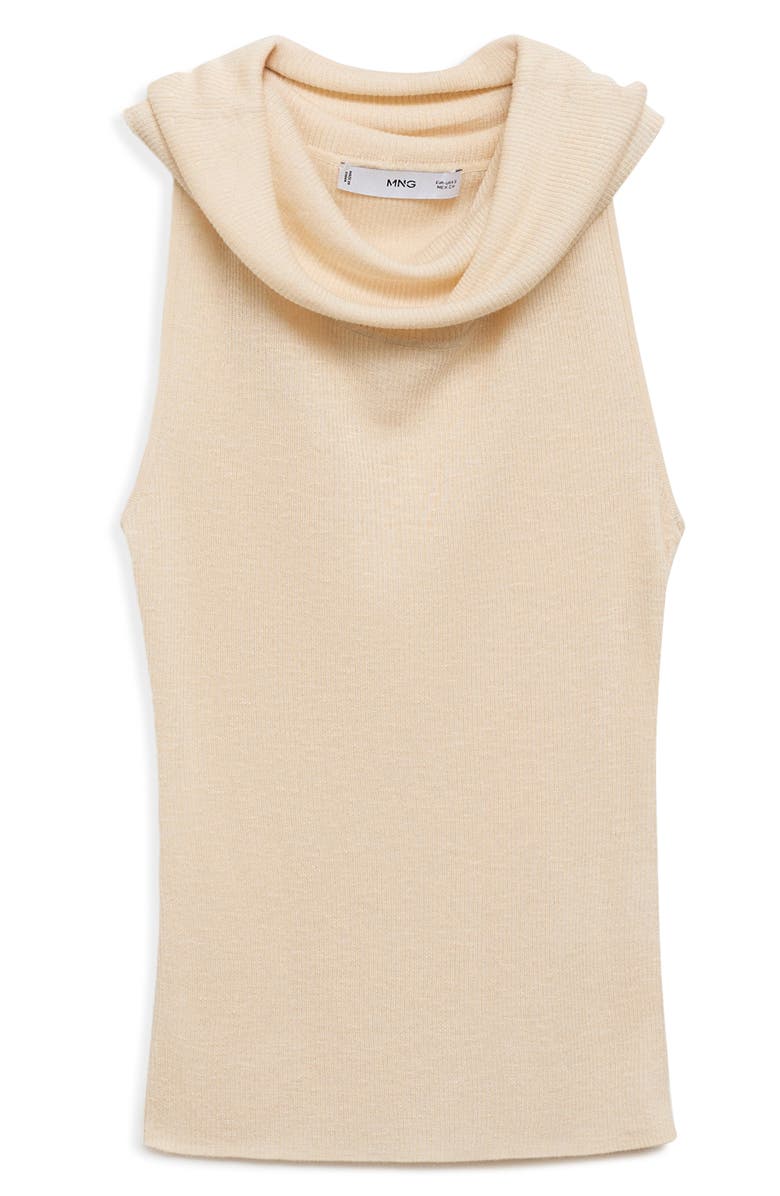 MANGO Cowl Neck Sleeveless Rib Top, Alternate, color, Light/ Pastel Grey