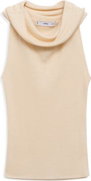 MANGO Cowl Neck Sleeveless Rib Top