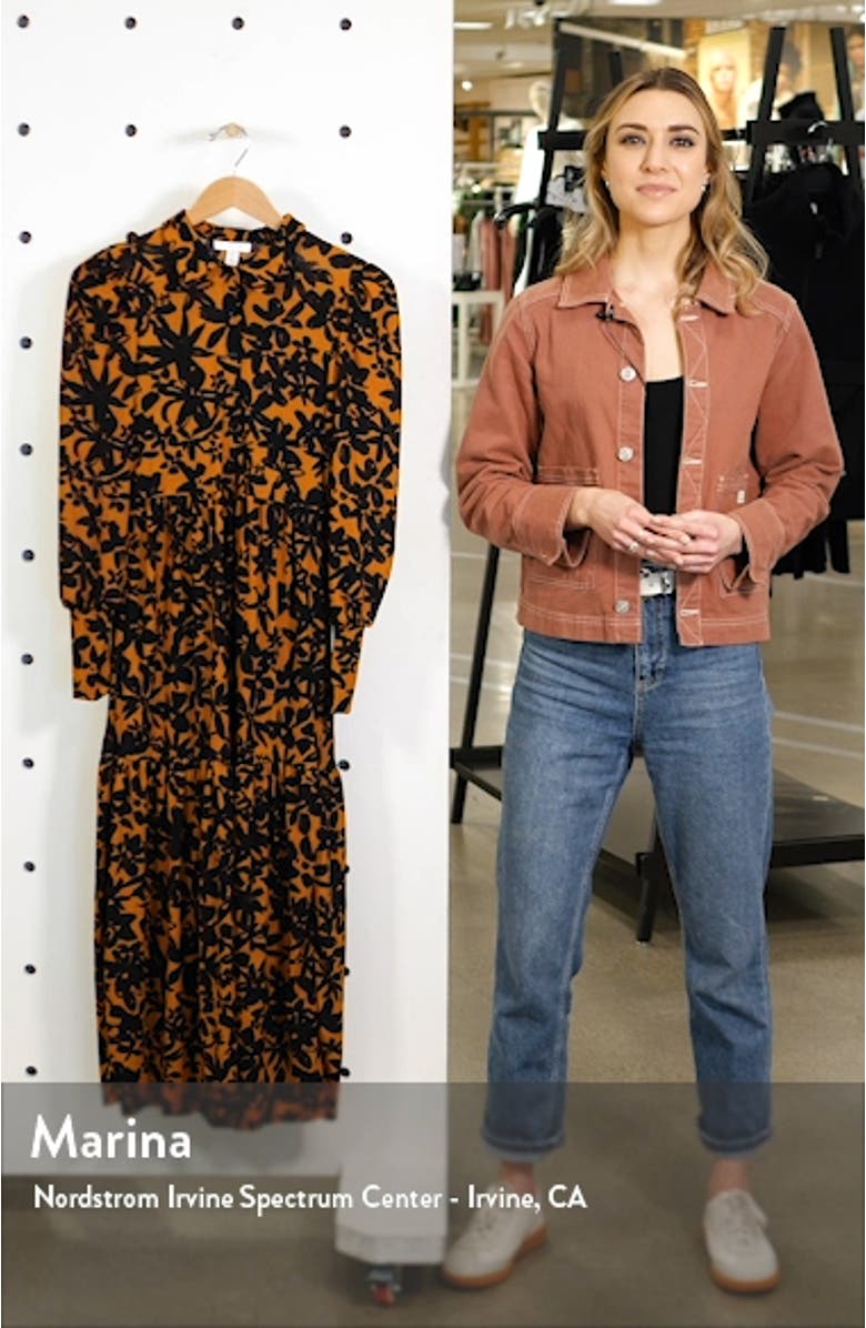 Floral Print Long Sleeve Maxi Shirtdress, sales video thumbnail