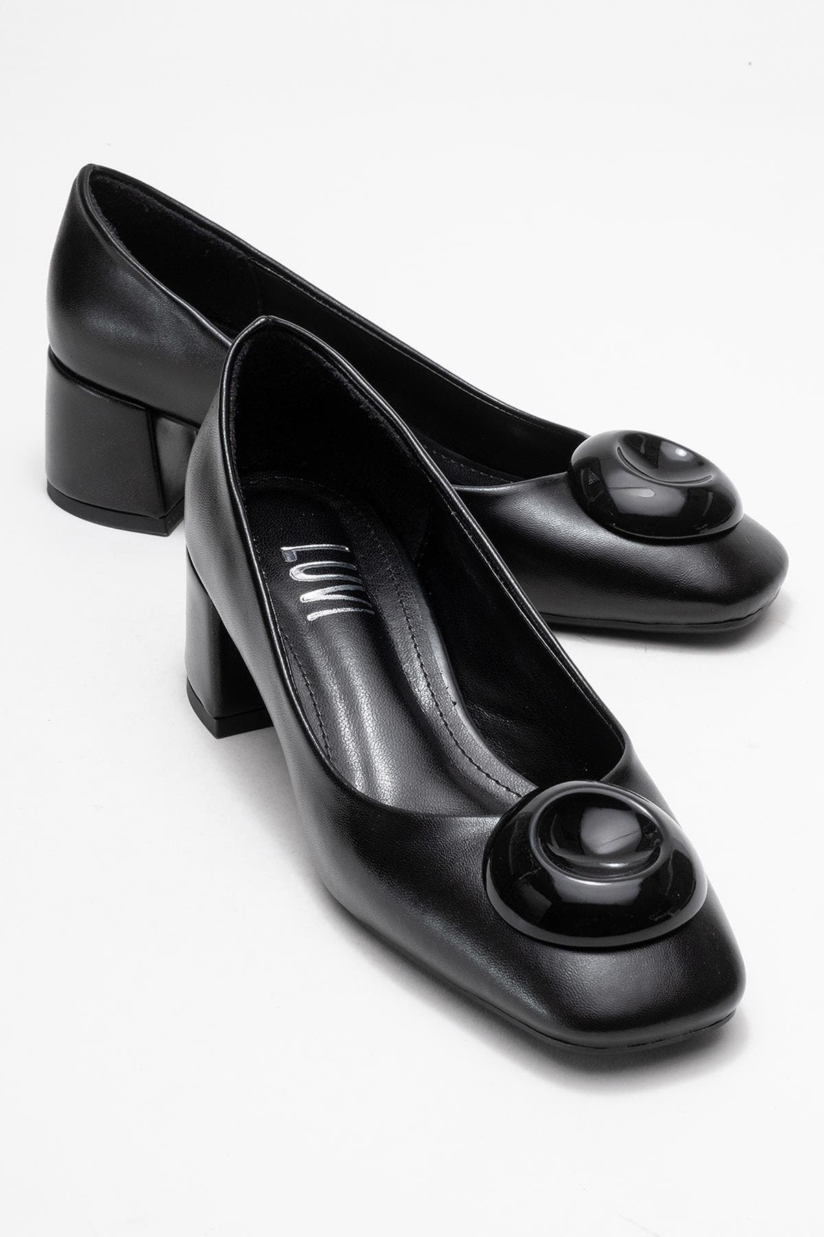 Prologue Shoes Mila Buckle Square Toe Block Heel Pump, Alternate, color, Black