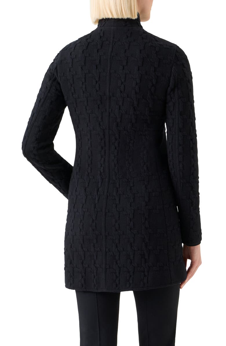 Akris punto Houndstooth Jacquard Stretch Cotton Jersey Jacket, Alternate, color, Black