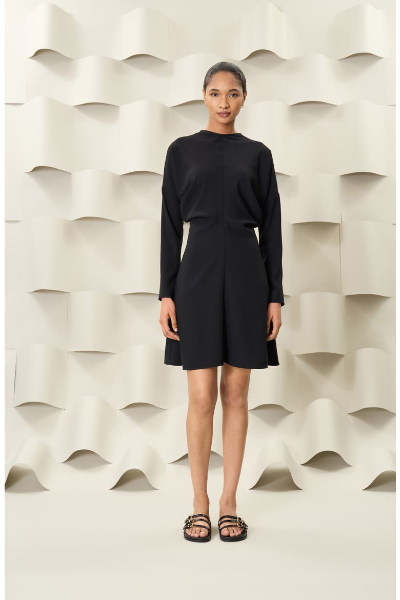 Long Sleeve Fit & Flare Dress, Alternate, color, BLACK