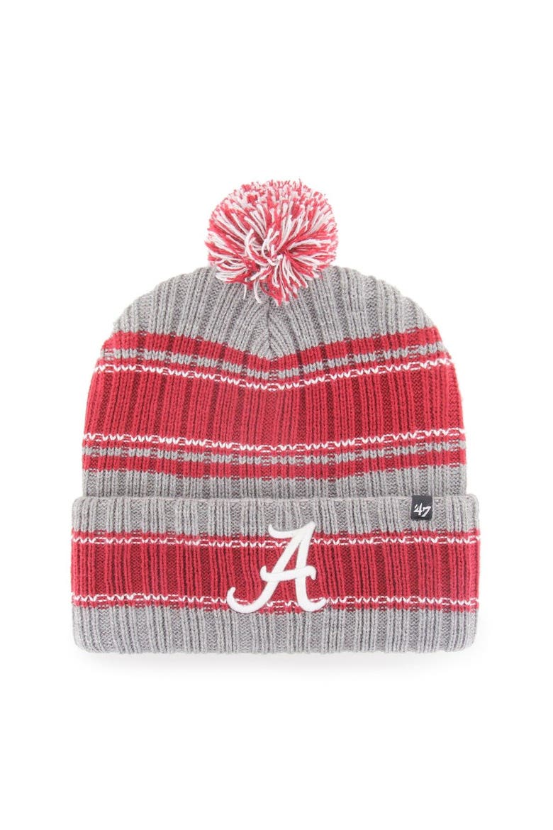 Men's '47 Gray Alabama Crimson Tide Rexford Cuffed Knit Hat with Pom, Main, color, Gray