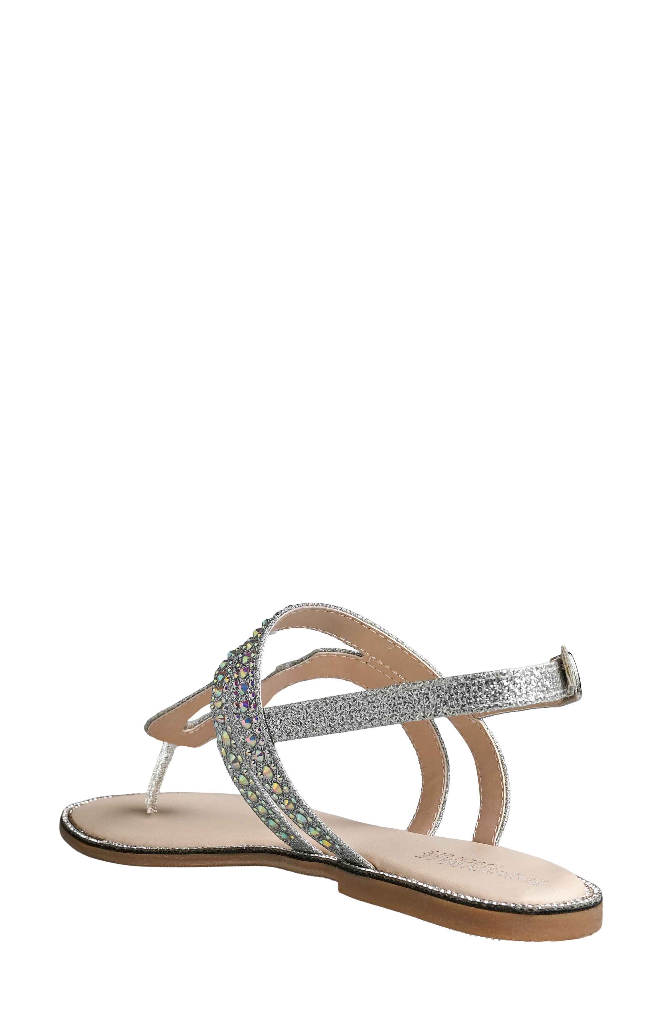 Jeweled Flat Thong Sandal, Alternate, color, SILVER