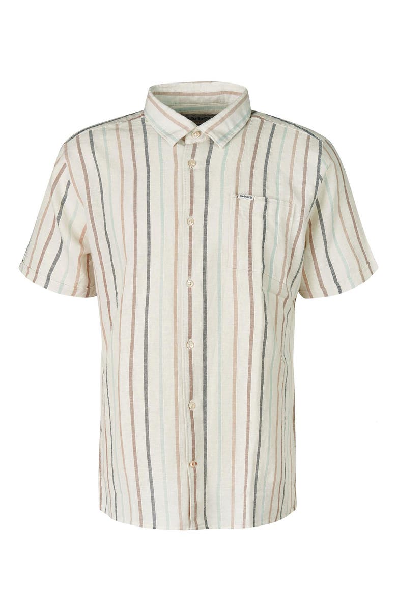Barbour Roker Stripe Short Sleeve Cotton & Linen Button-Up Shirt, Alternate, color, 