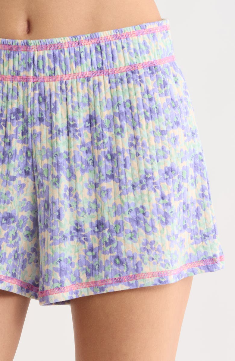 Honeydew Cuddle Crew Floral Rib Short Pajamas, Alternate, color, Renewal Mix Floral