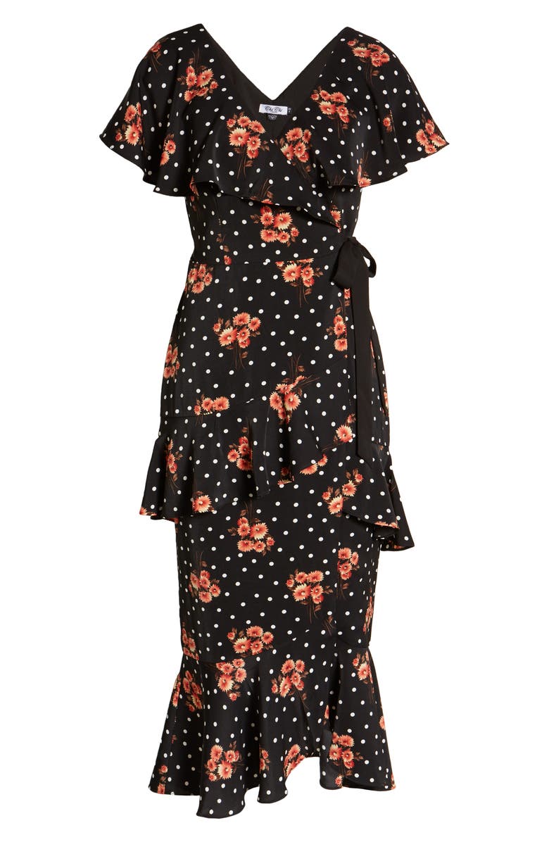 Chi Chi London Ruffle Detail Tea Dress, Alternate, color, 