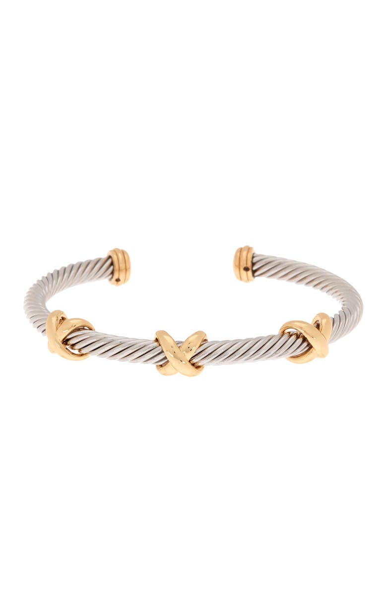 MESHMERISE Two-Tone Twisted Cable Cuff Bracelet, Main, color,