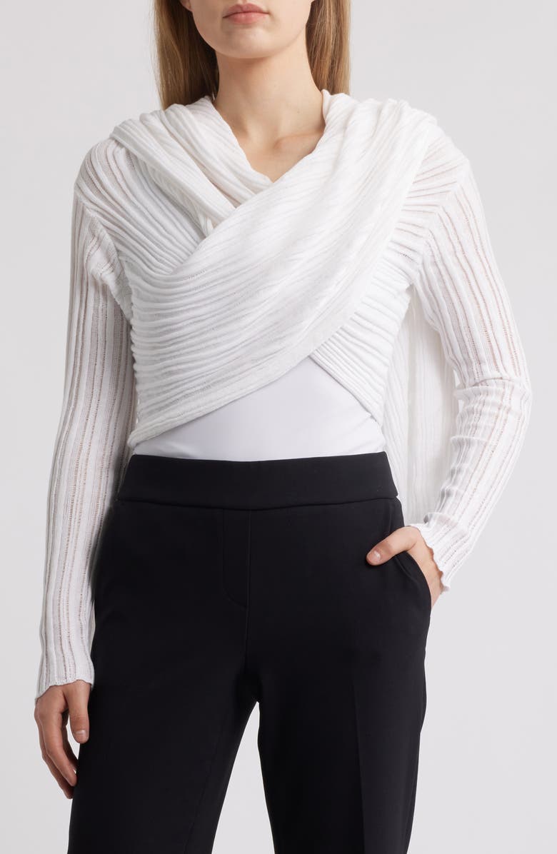 Anne Klein Open Stitch Wrap Cardigan, Alternate, color, 