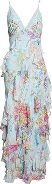 Camilla Floral Ruffle Silk Slipdress
