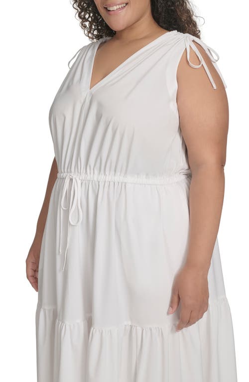 CALVIN KLEIN CALVIN KLEIN COMMUTER SLEEVELESS TIERED MIDI DRESS