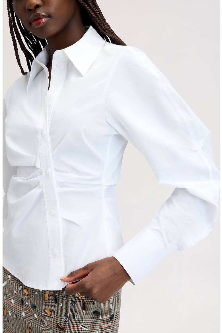 Asymmetrical Button Down Shirt, Alternate, color, BRIGHT WHITE