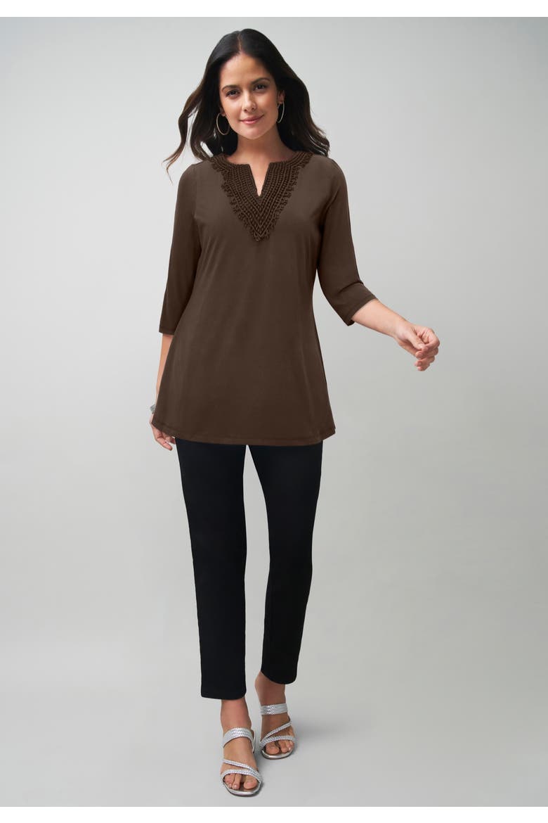 Stretch Cotton Notch Neck Tunic, Alternate, color, RICH GOLD