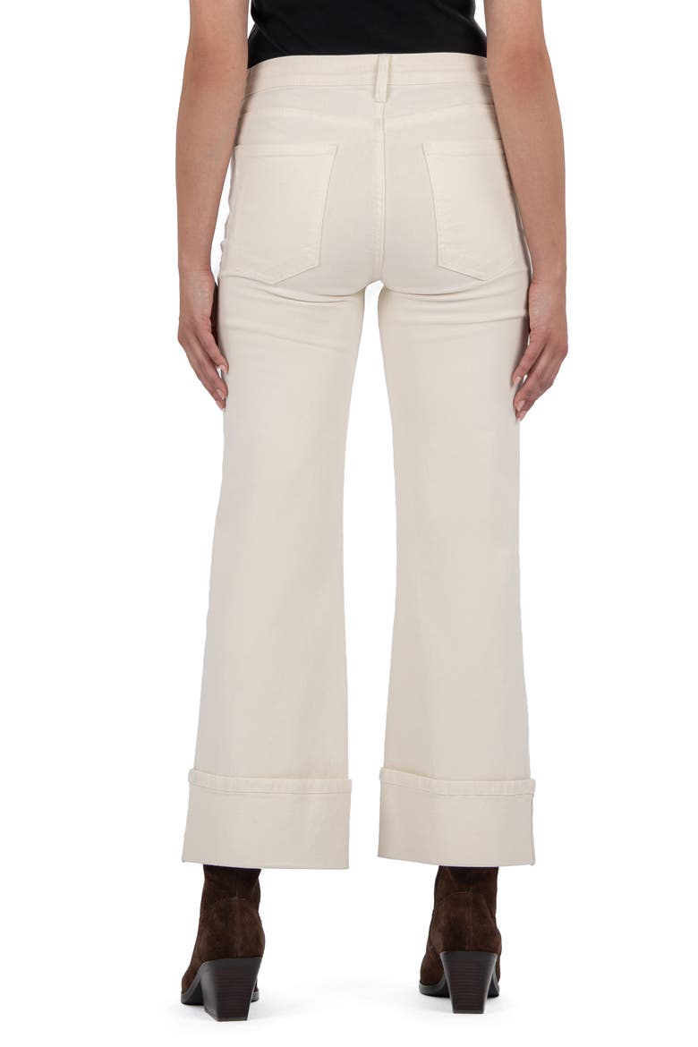 Meg Fab Ab High Waist Cuffed Ankle Wide Leg Jeans, Alternate, color, CANDLE