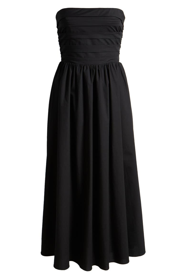 x Styled by COCO! Sammie Pleat Strapless Stretch Cotton Sundress, Alternate, color, BLACK