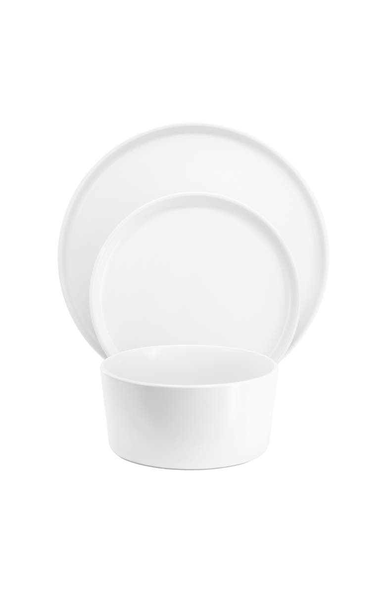 Elama Josh 18 Piece Stoneware Dinnerware Set, Alternate, color, White