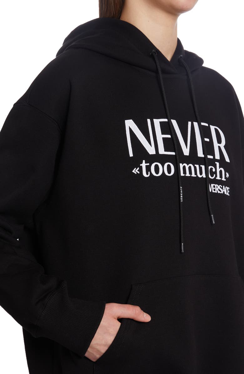 Versace Never Too Much Cotton Graphic Hoodie, Alternate, color, 