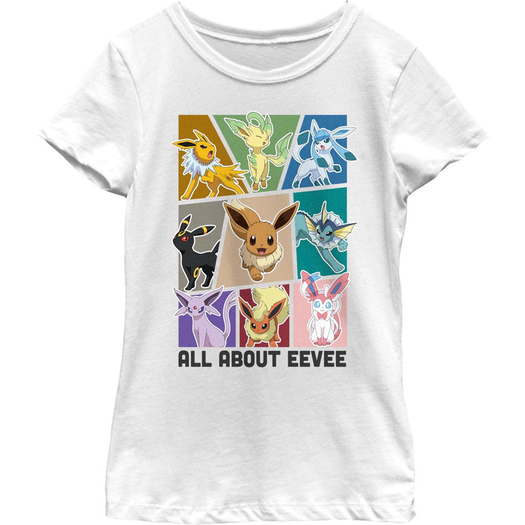 Girl's Pokemon All About Eevee Eeveeloution  Graphic T-Shirt in White  product