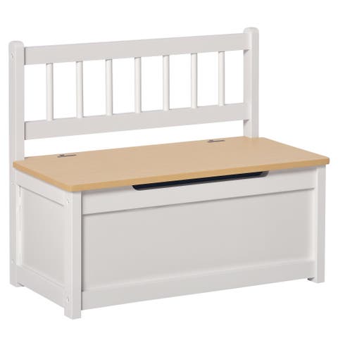 2-in-1 Kids Wooden Toy Organizer with Seat Bench