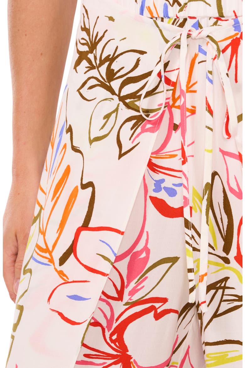 Floral Tie Front Overlay Wide Leg Pants, Alternate, color, NEW IVORY