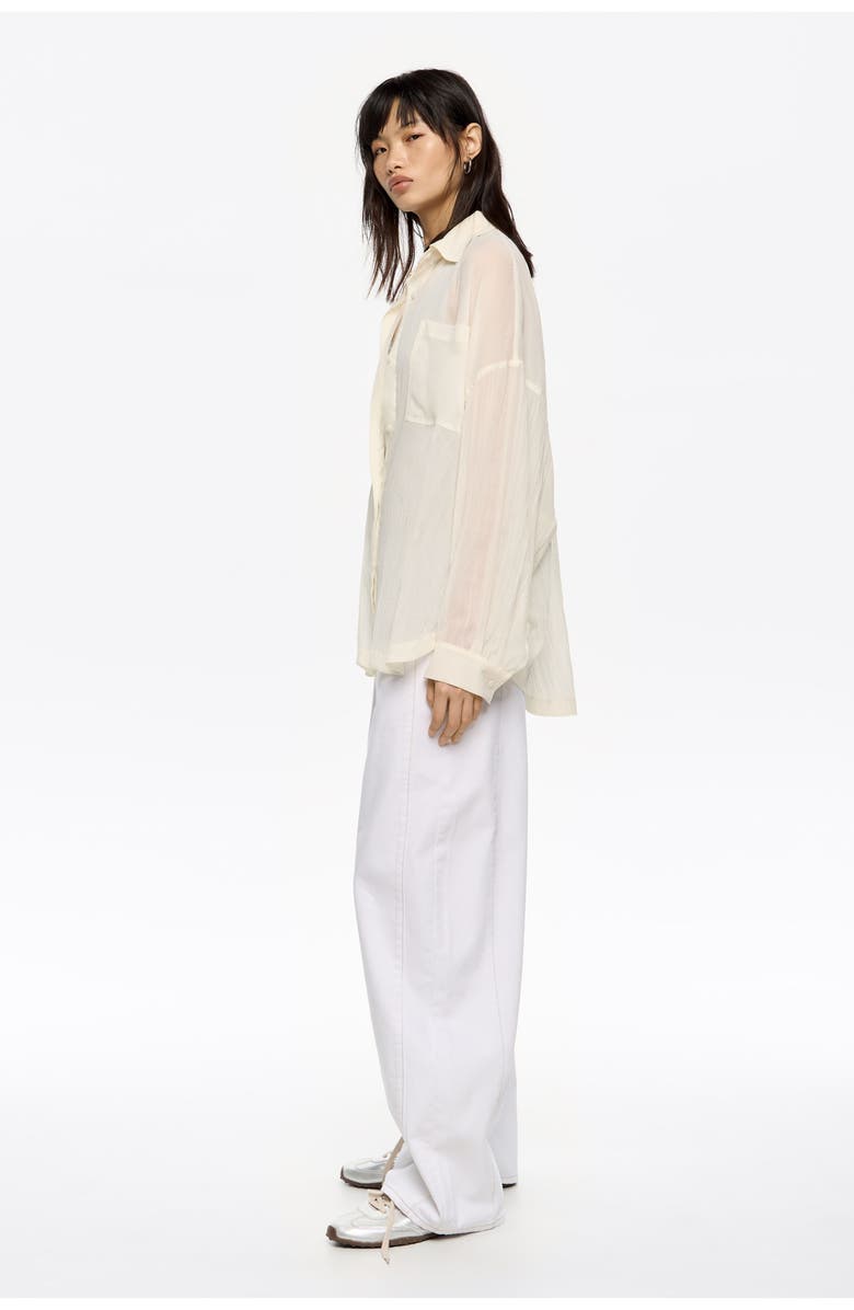 Bimba y Lola Oversize Pleated Shirt, Alternate, color, Ivory