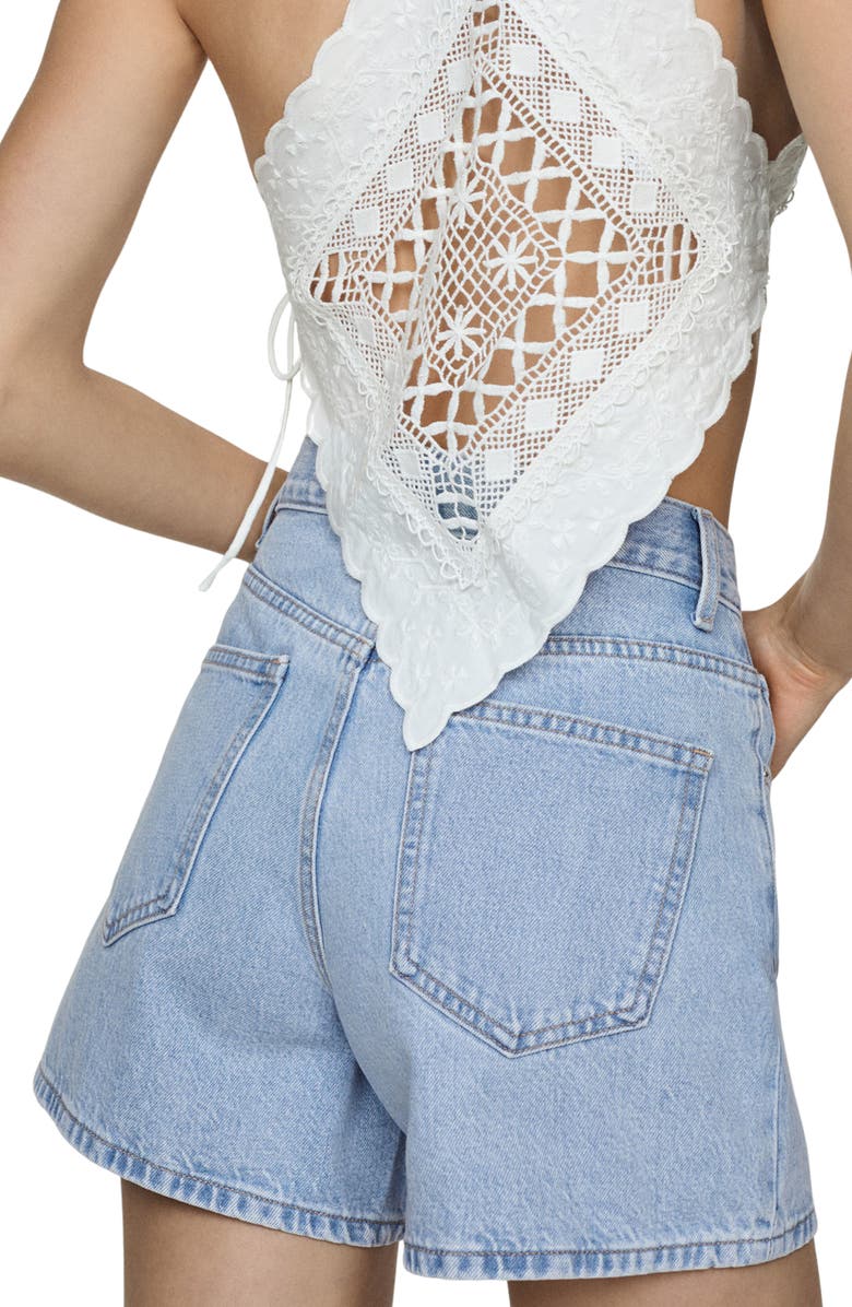 MANGO High Waist Denim Shorts, Alternate, color, 