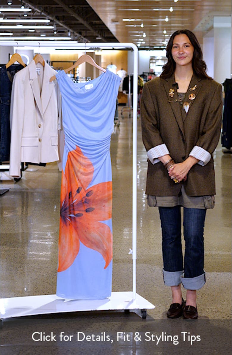 Avah Placed Floral One-Shoulder Mesh Maxi Dress, sales video thumbnail
