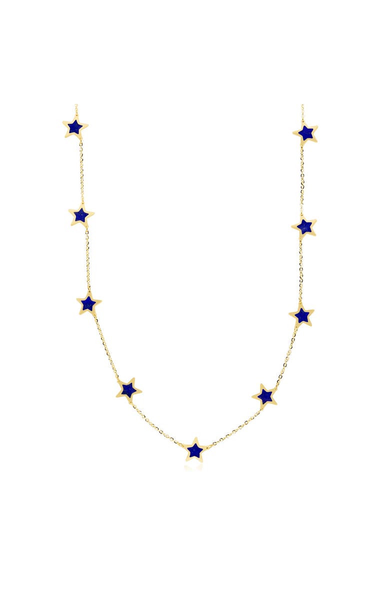 The Lovery Fine Jewelry Lapis Star Station Necklace, Main, color, Lapis