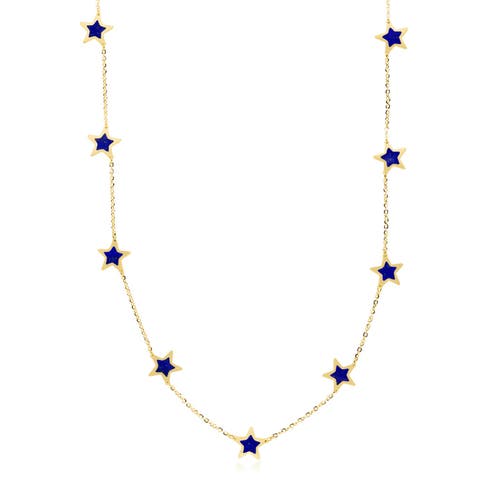 The Lovery Fine Jewelry Lapis Star Station Necklace In Blue